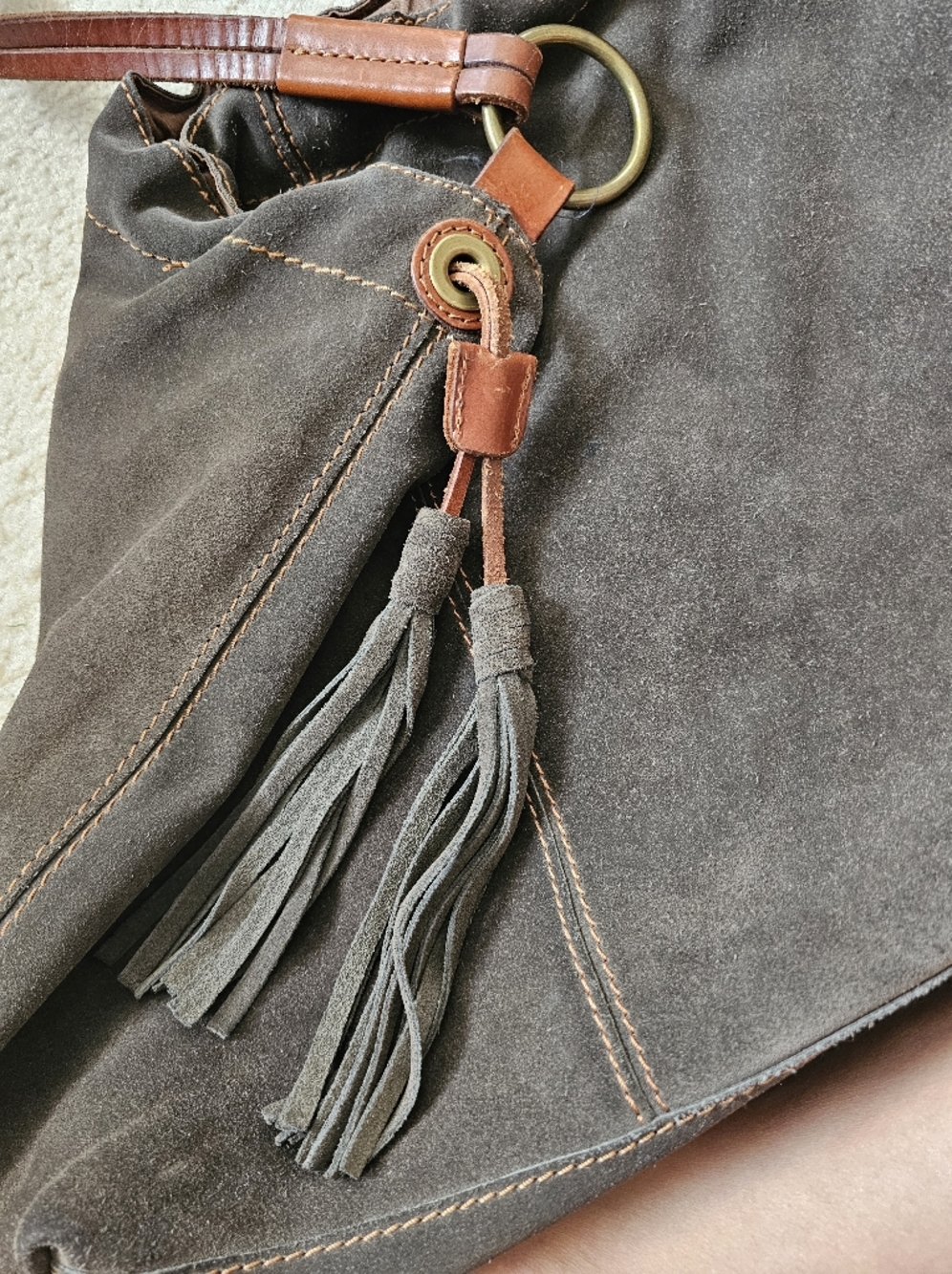 Lucky Brand Dark Brown Suede Shoulder Hobo with Tassels - Picture 3 of 11